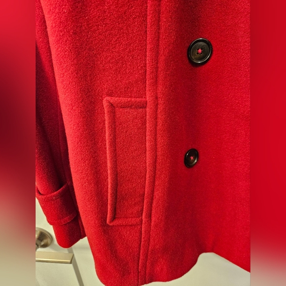 NWT - Anne Klein Wool Blend Red Pea Coat - Size XL - Picture 7 of 14